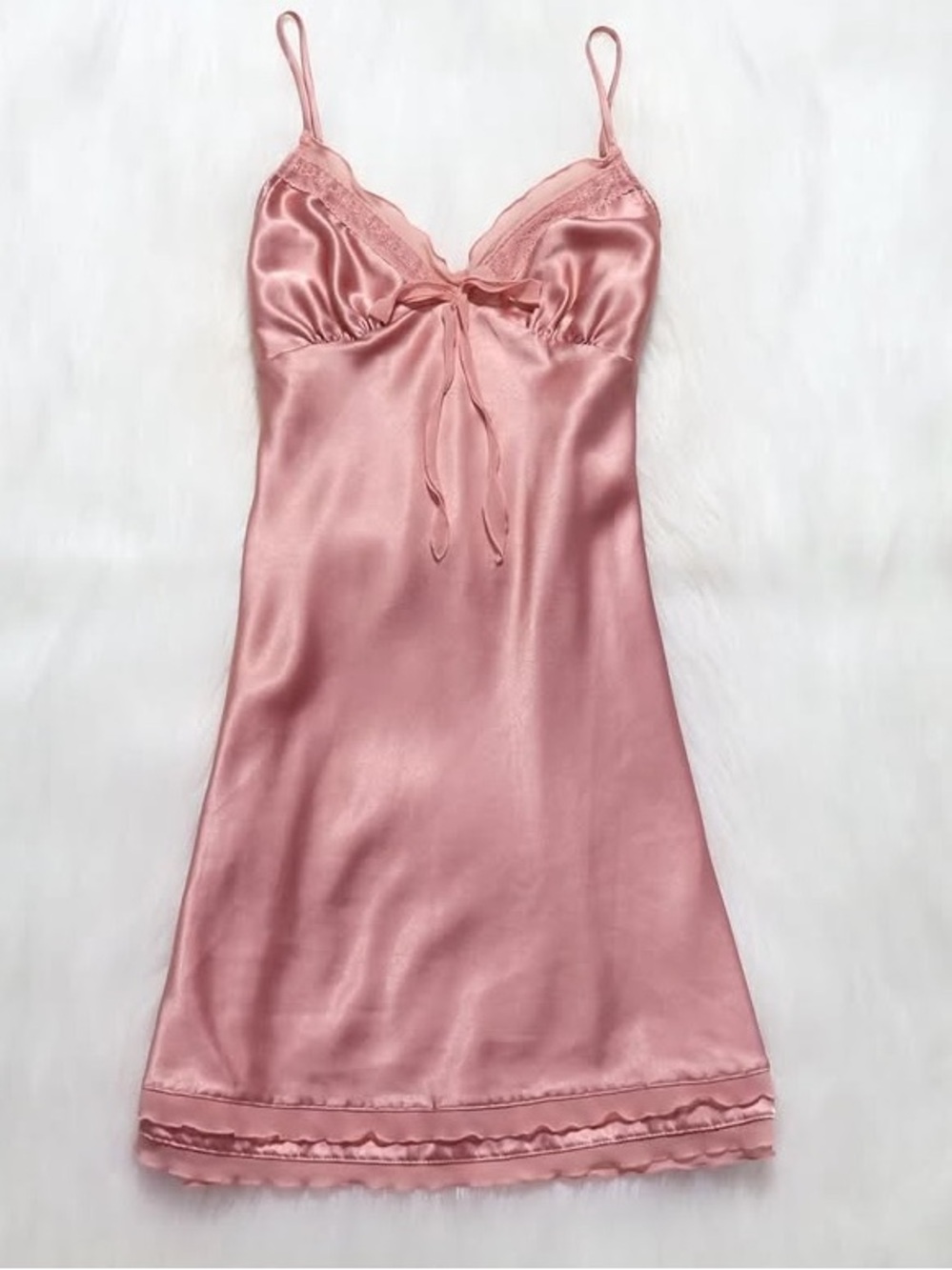 Victoria’s Secret Silky Lace-Trim Slip Dress